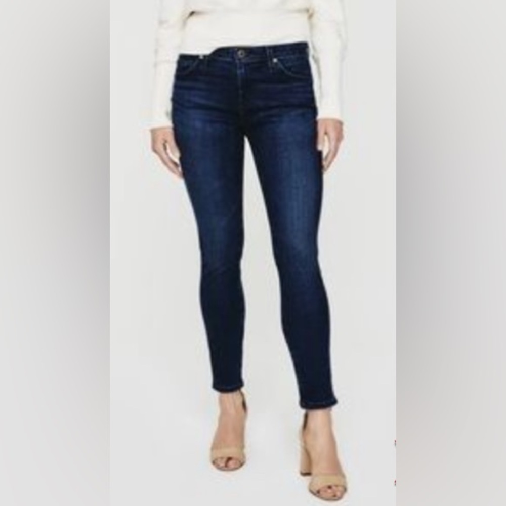 Adriano Goldshmeid Super Skinny Ankle Legging Dark Wash with Whiskering 25R NWOT